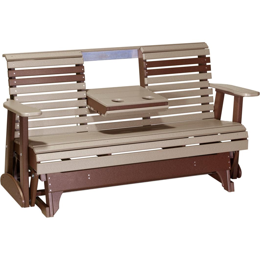 LC5PPGWWCBR-LuxCraft-5' Plain Glider-Weatherwood Chestnut Brown-Pangaea Patio