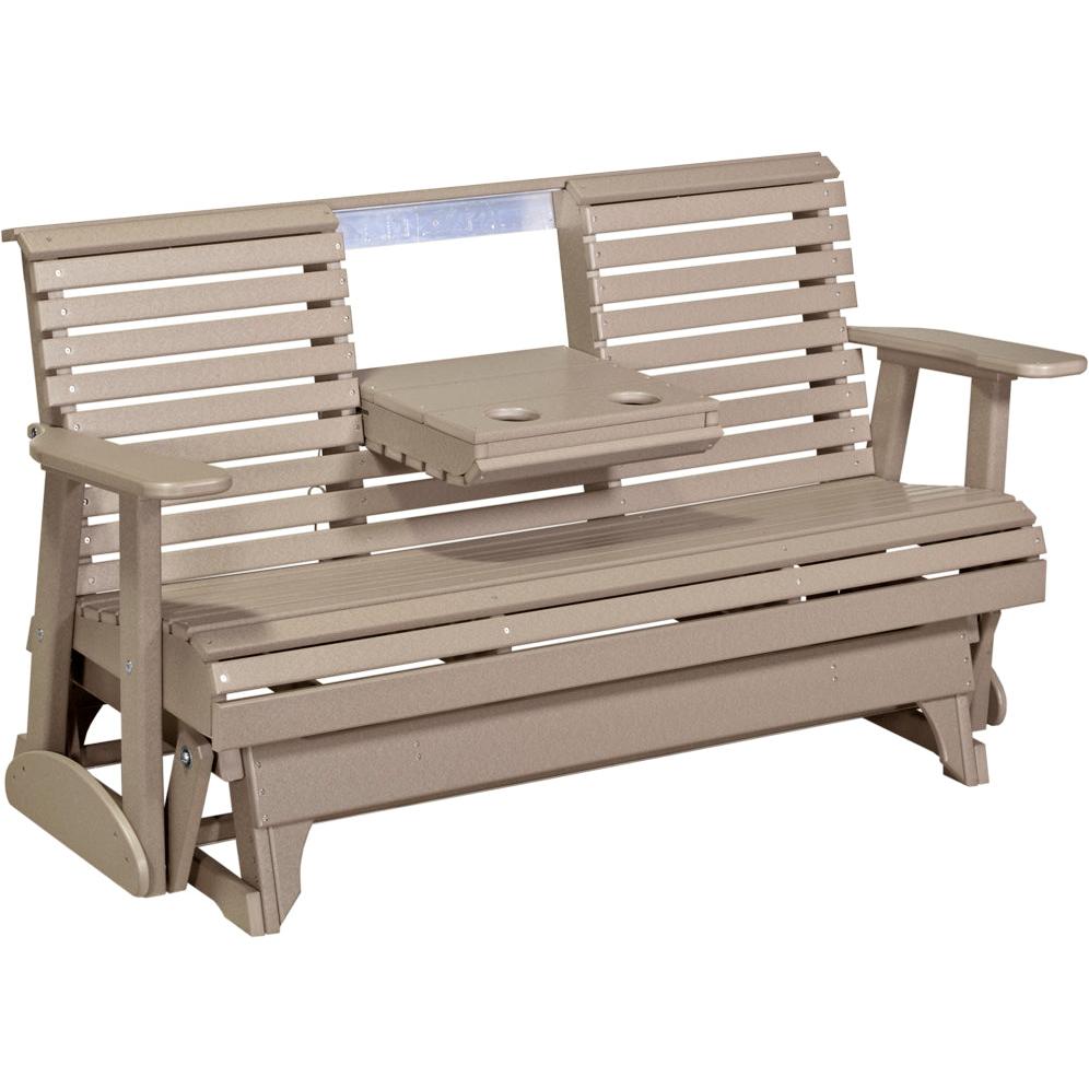 LC5PPGWW-LuxCraft-5' Plain Glider-Weatherwood-Pangaea Patio