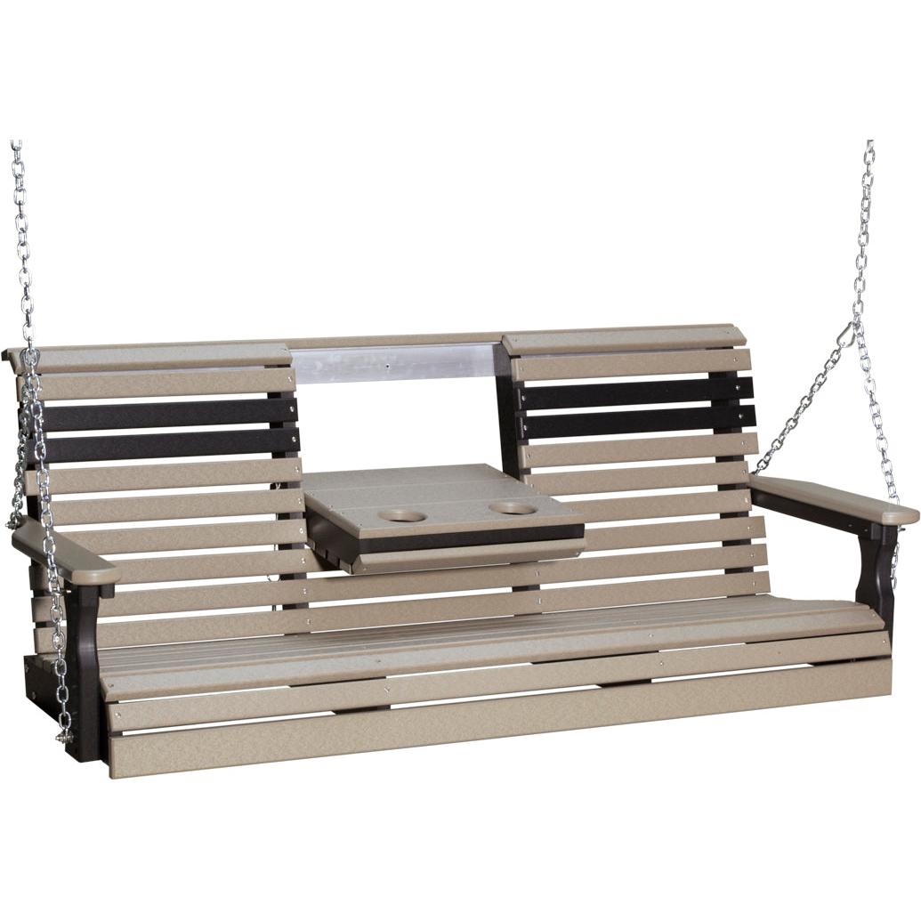 LC5PPSWWB-LuxCraft-5' Plain Swing-Weatherwood Black-Pangaea Patio