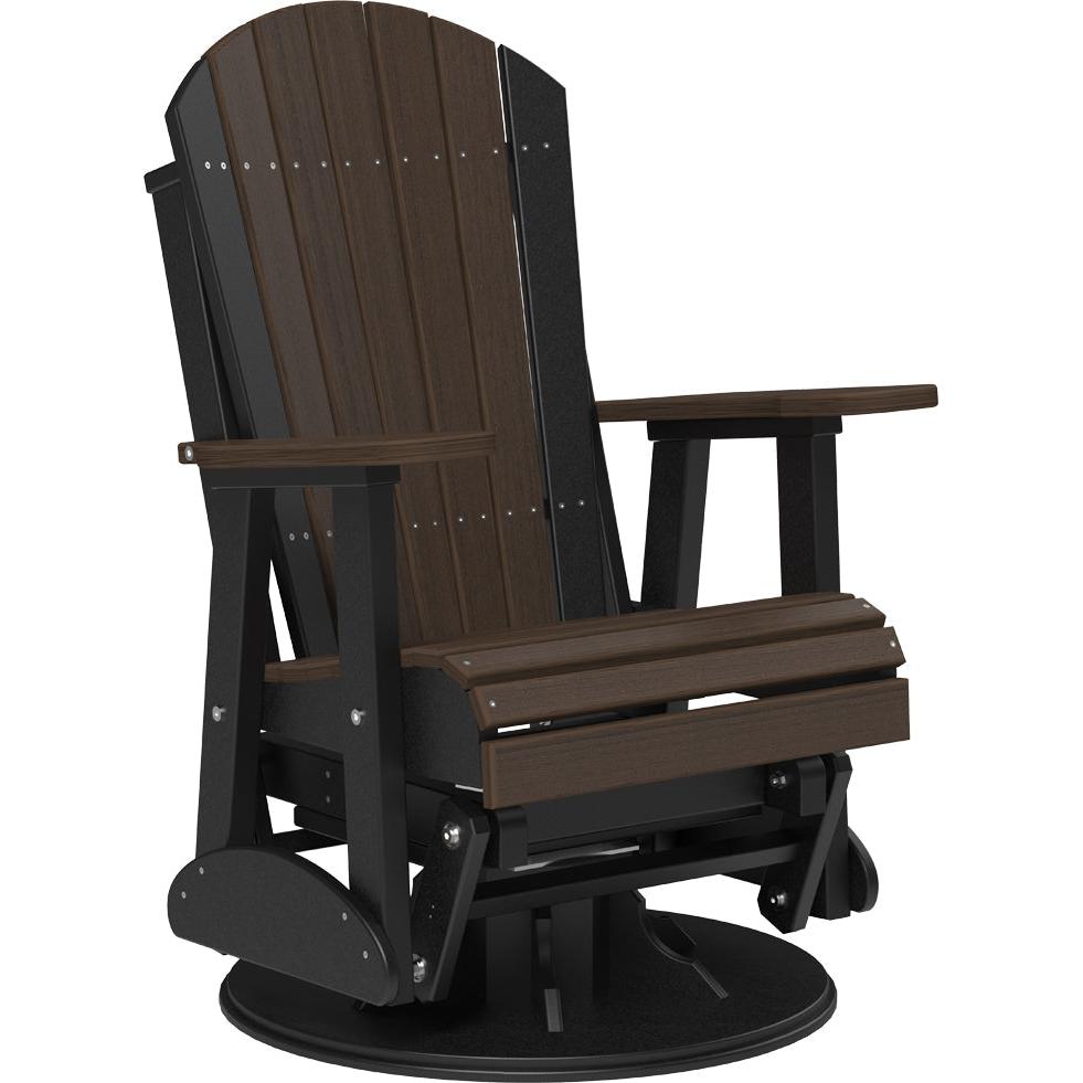 LC2SAPGBZWB-LuxCraft-Adirondack Swivel Glider Chair-Coastal Gray Black-Pangaea Patio