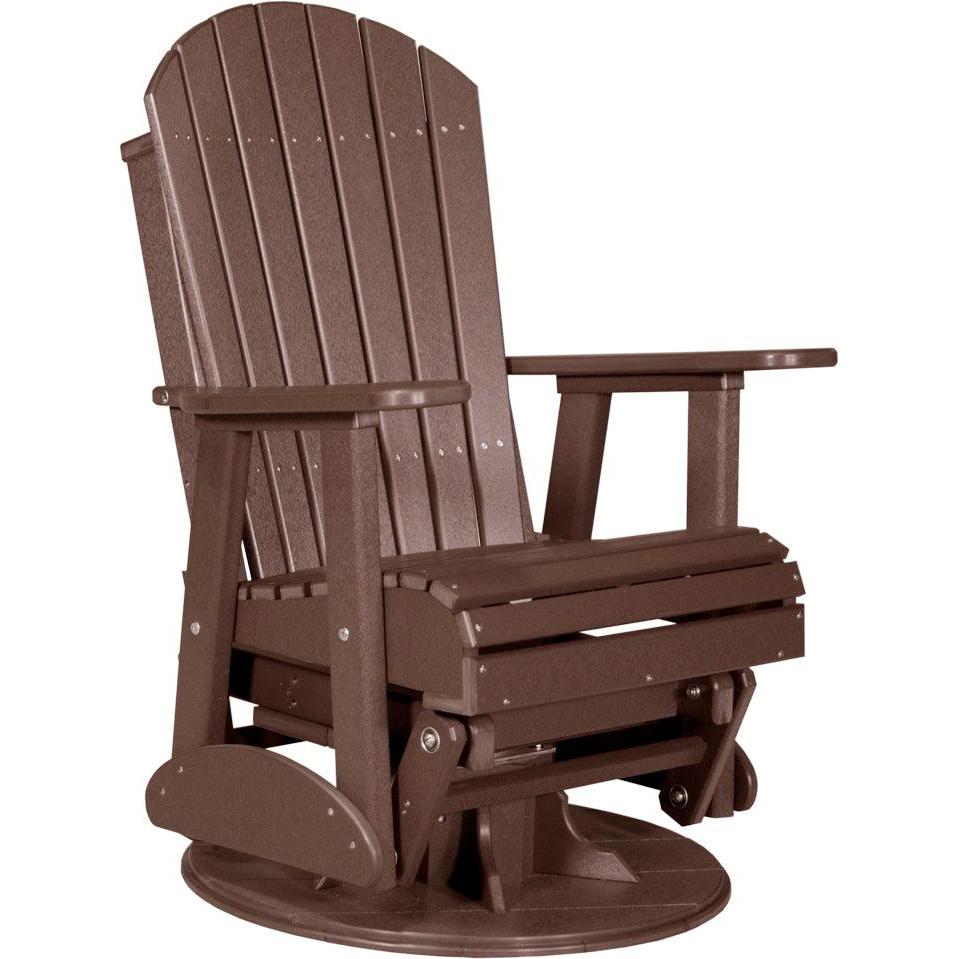 LC2SAPGCBR-LuxCraft-Adirondack Swivel Glider Chair-Chestnut Brown-Pangaea Patio