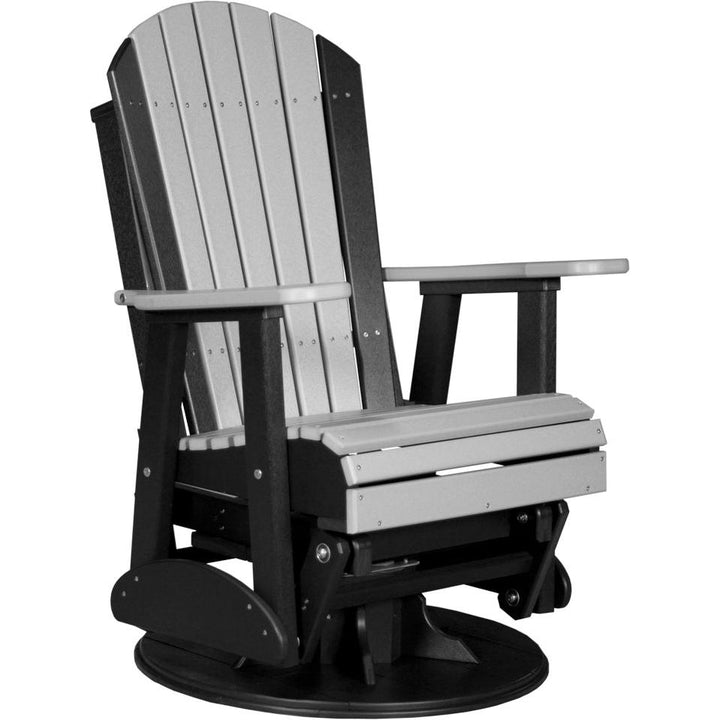 LC2SAPGDGB-LuxCraft-Adirondack Swivel Glider Chair-Dove Gray Black-Pangaea Patio