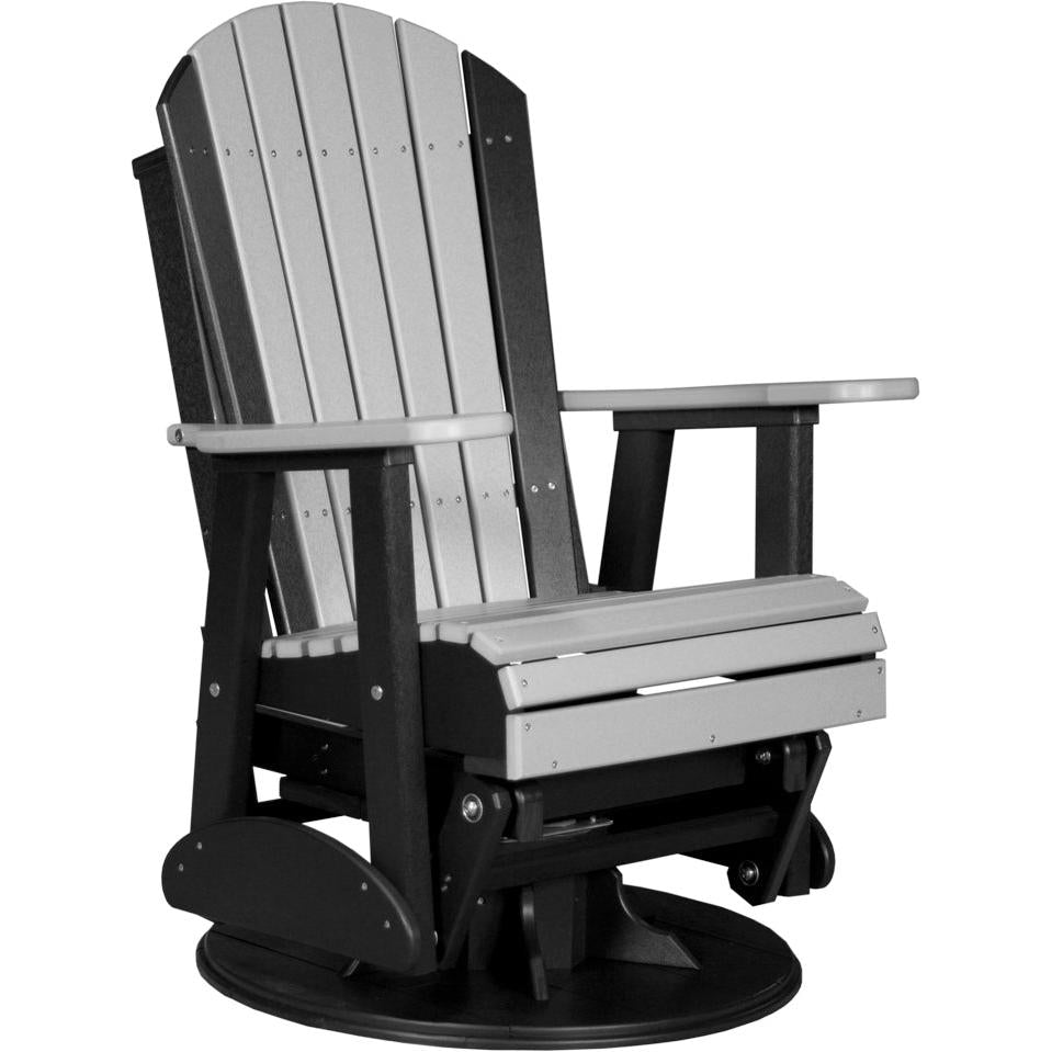 LC2SAPGDGB-LuxCraft-Adirondack Swivel Glider Chair-Dove Gray Black-Pangaea Patio