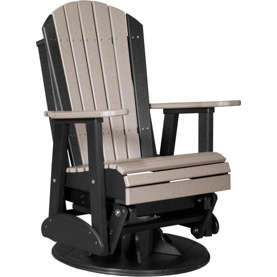 LC2SAPGWWB-LuxCraft-Adirondack Swivel Glider Chair-Weatherwood Black-Pangaea Patio