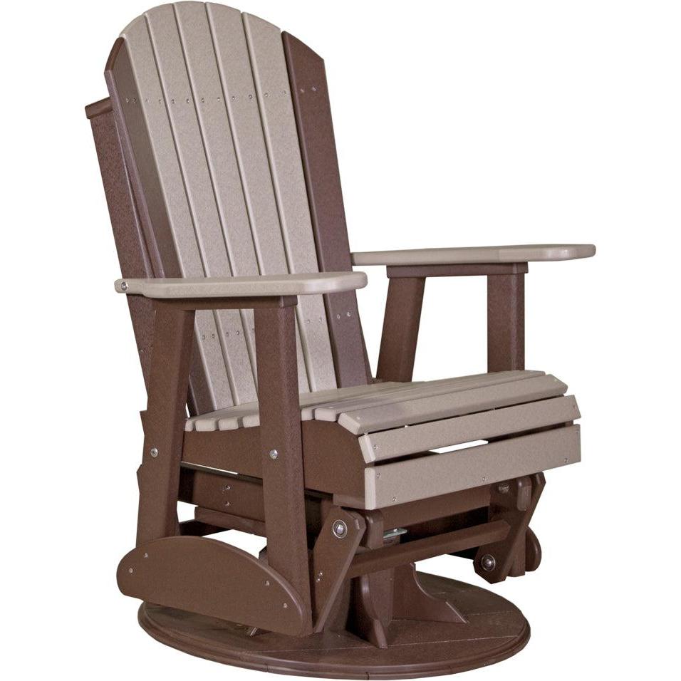 LC2SAPGWWCBR-LuxCraft-Adirondack Swivel Glider Chair-Weatherwood Chestnut Brown-Pangaea Patio