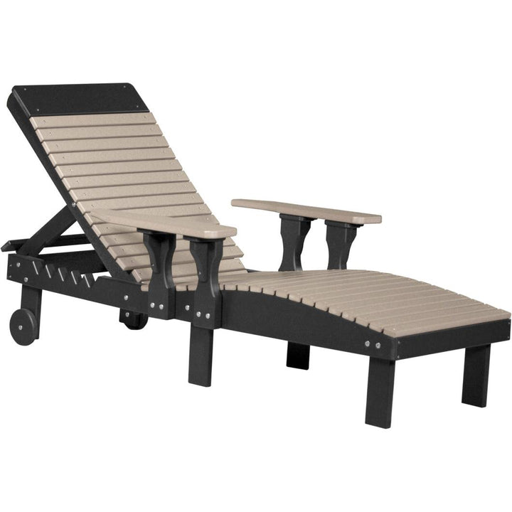 LCPLCWWB-LuxCraft-Chaise Lounge Chair-Weatherwood Black-Pangaea Patio