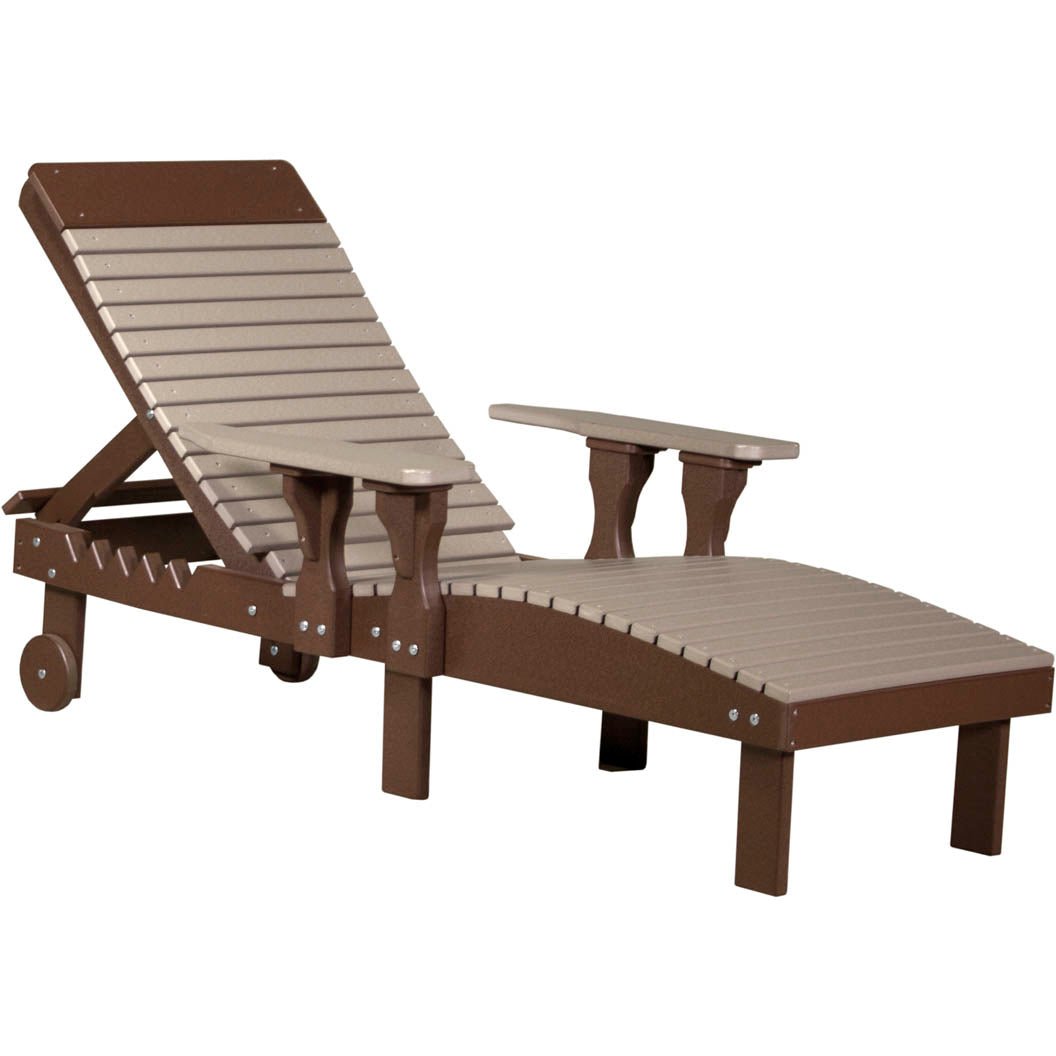 LCPLCWWCBR-LuxCraft-Chaise Lounge Chair-Weatherwood Chestnut Brown-Pangaea Patio