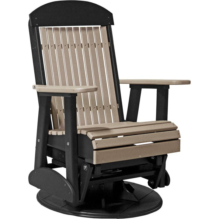 LC2SCPGWWB-LuxCraft-Classic Swivel Glider Chair-Weatherwood Black-Pangaea Patio