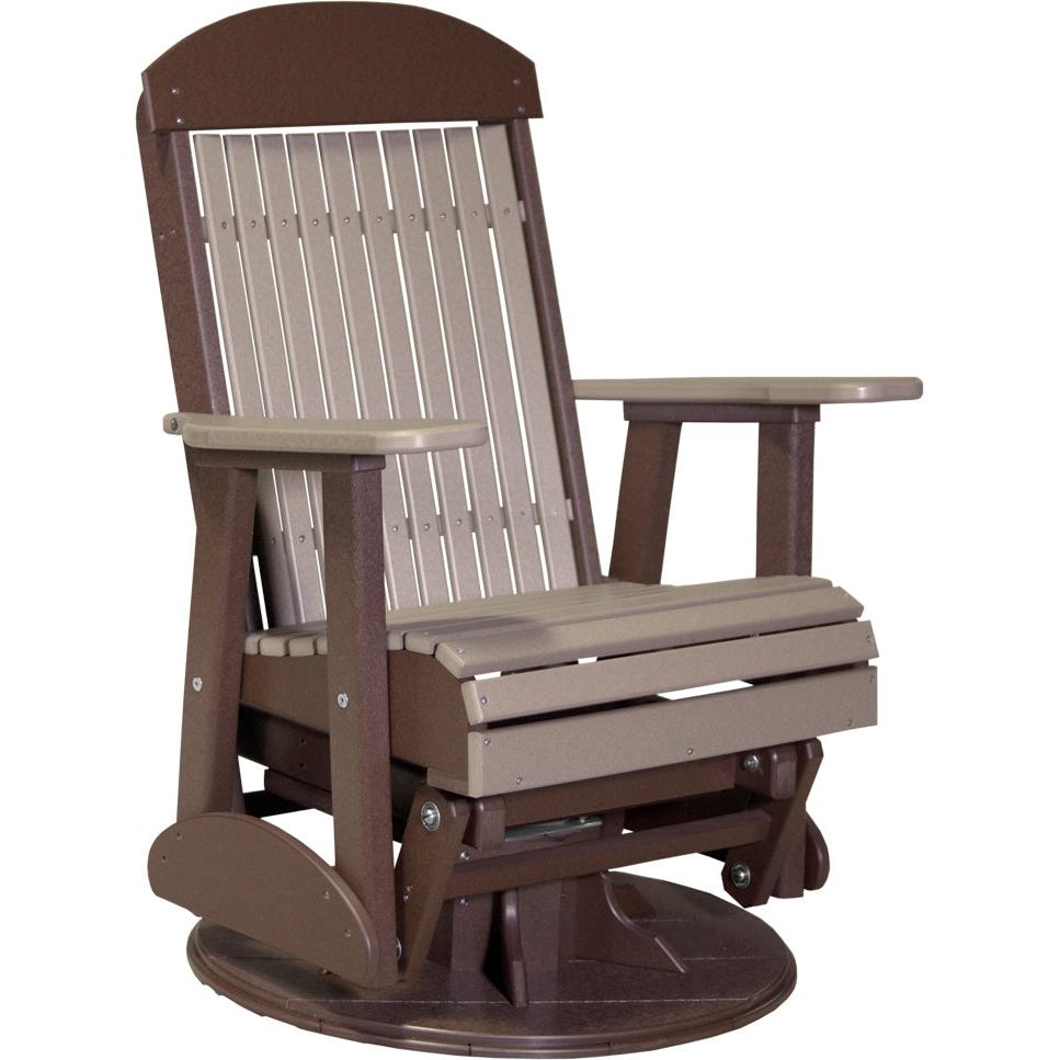LC2SCPGWWCBR-LuxCraft-Classic Swivel Glider Chair-Weatherwood Chestnut Brown-Pangaea Patio