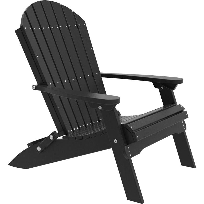 LCPFACBK-LuxCraft-Folding Adirondack Chair-Black-Pangaea Patio