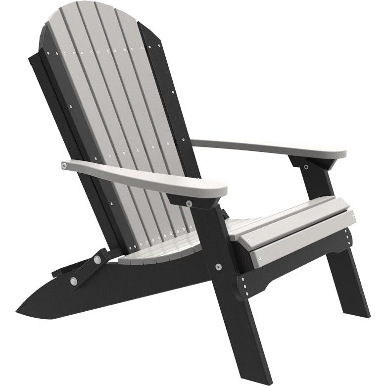 LCPFACDGB-LuxCraft-Folding Adirondack Chair-Dove Gray Black-Pangaea Patio