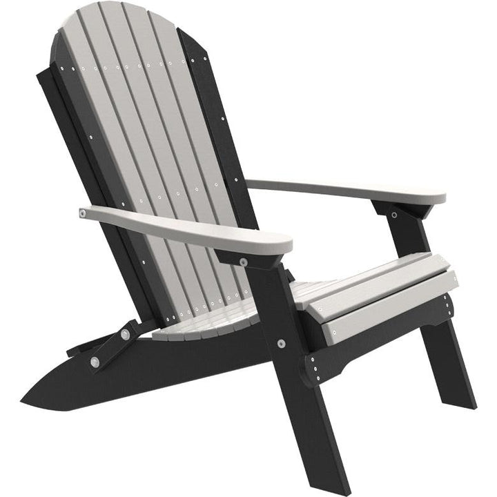 LCPFACDGB-LuxCraft-Folding Adirondack Chair-Dove Gray Black-Pangaea Patio