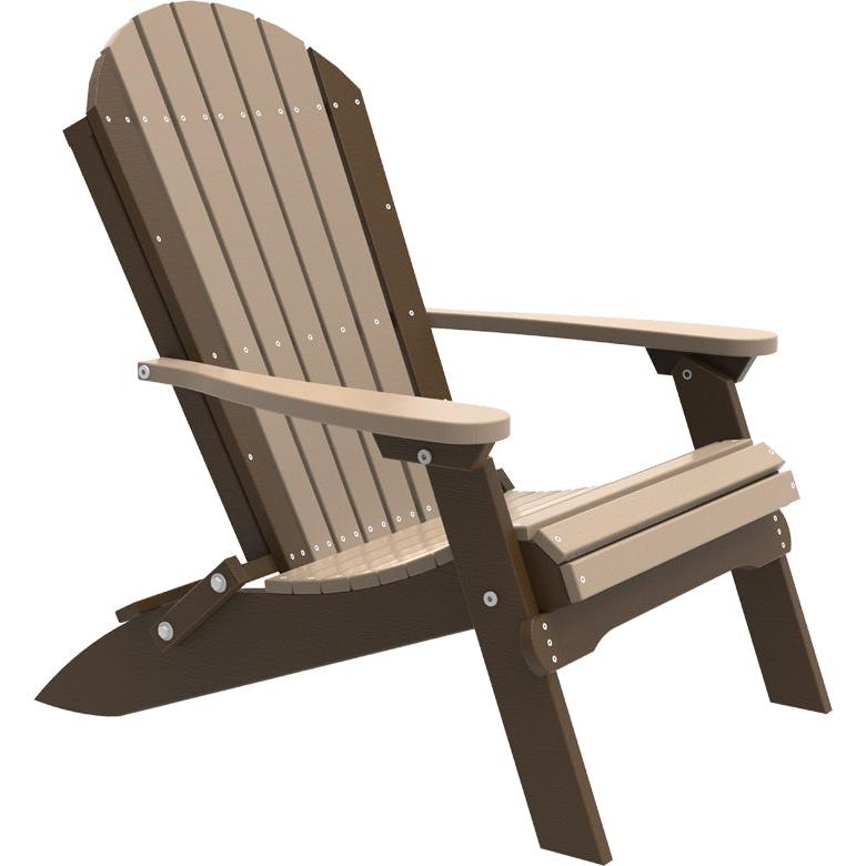 LCPFACWWCBR-LuxCraft-Folding Adirondack Chair-Weatherwood Chestnut Brown-Pangaea Patio