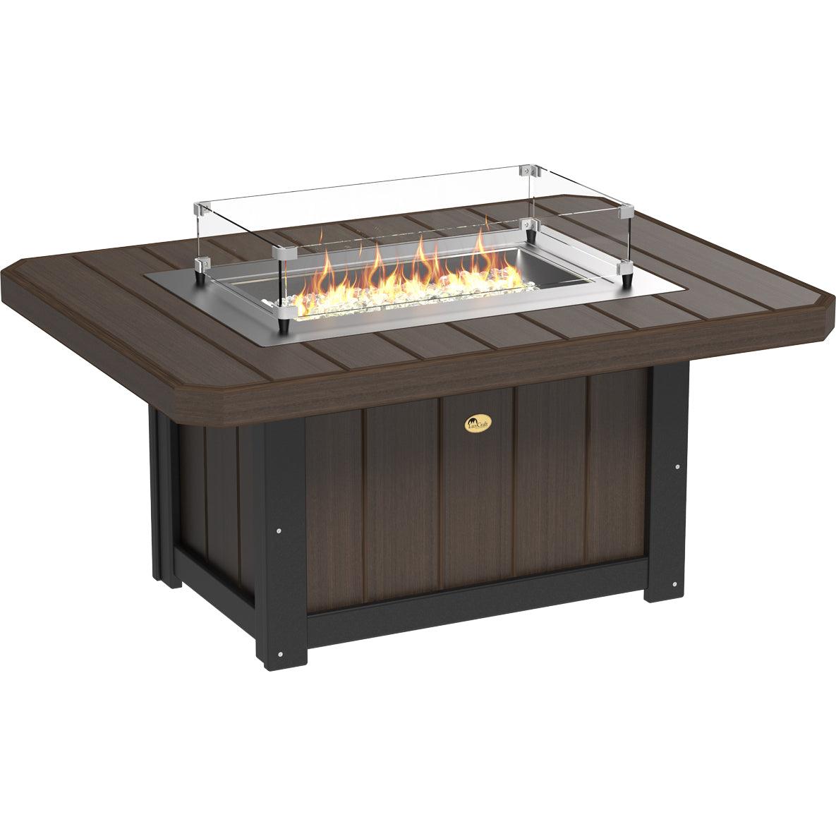 LCLFP51RBZWB-LuxCraft-Lumin Fire Pit 51" Rectangular-Brazilian Walnut Black-Pangaea Patio