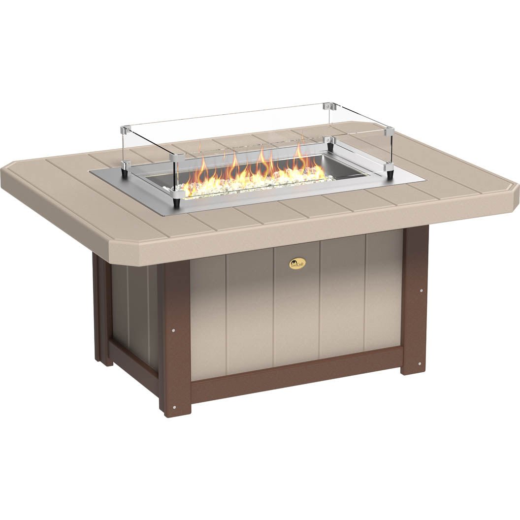 LCLFP51RWWCBR-LuxCraft-Lumin Fire Pit 51" Rectangular-Weatherwood Chestnut Brown-Pangaea Patio