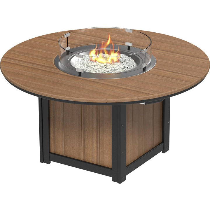 LCLFT60RDWWCBR-LuxCraft-Lumin Fire Table 60" Round-Dining-Weatherwood Chestnut Brown-Pangaea Patio