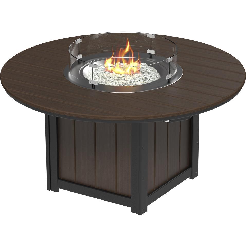 LCLFT60RDAMB-LuxCraft-Lumin Fire Table 60" Round-Dining-Antique Mahogany Black-Pangaea Patio