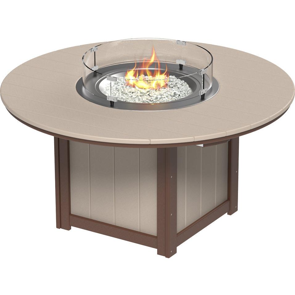 LCLFT60RDWW-LuxCraft-Lumin Fire Table 60" Round-Dining-Weatherwood-Pangaea Patio-Lifestyle Image