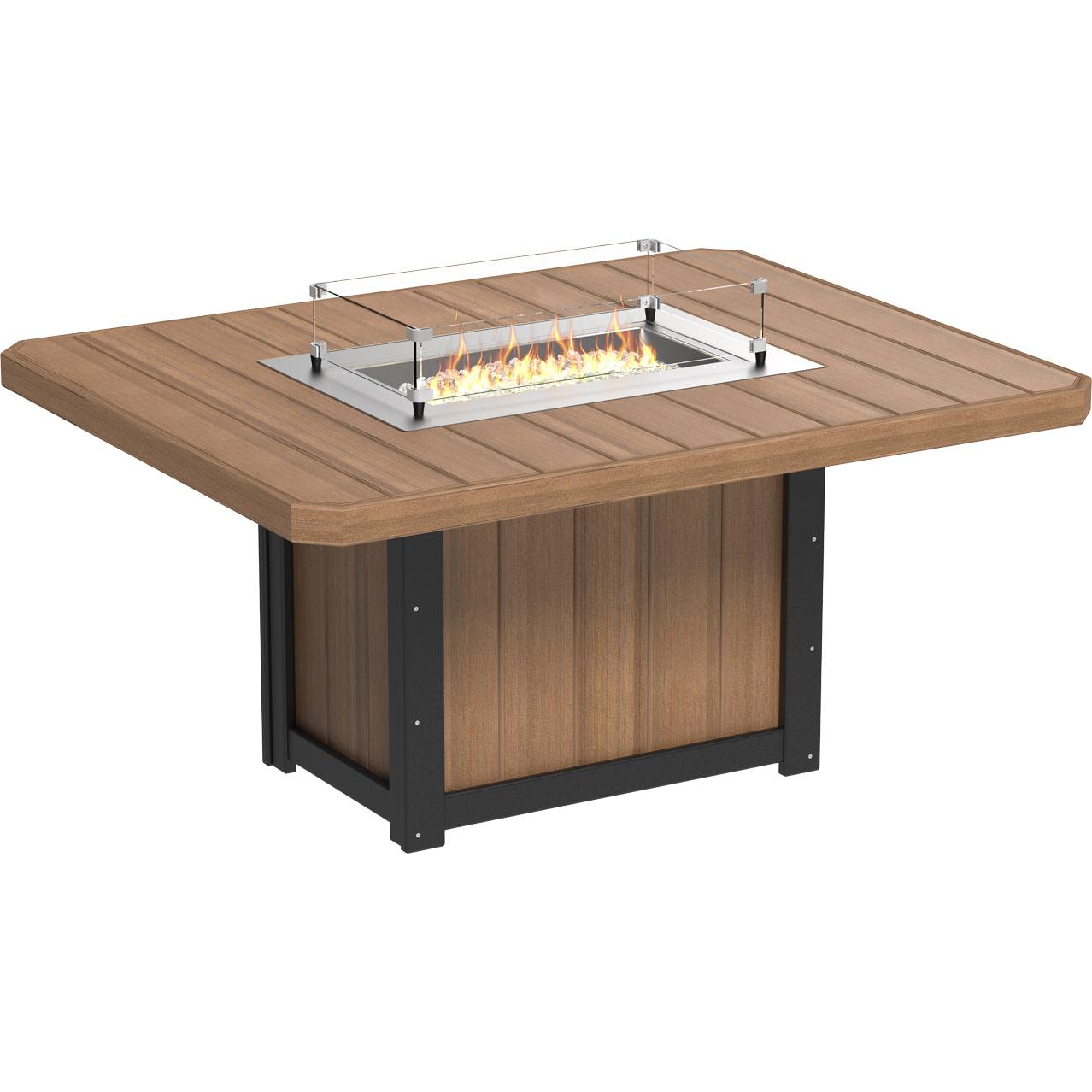 LCLFT62RWWD-LuxCraft-Lumin Fire Table 62" Rectangular-Dining-Weatherwood-Pangaea Patio