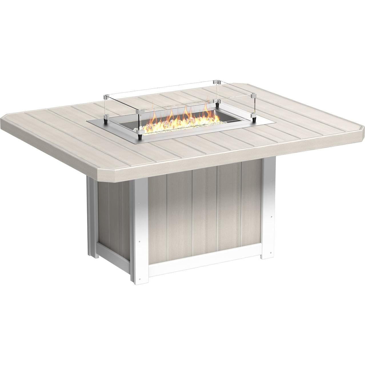 LCLFT62RWWBD-LuxCraft-Lumin Fire Table 62" Rectangular-Dining-Weatherwood Black-Pangaea Patio