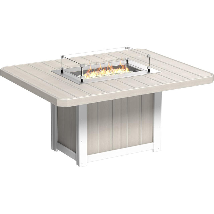 LCLFT62RWWBD-LuxCraft-Lumin Fire Table 62" Rectangular-Dining-Weatherwood Black-Pangaea Patio