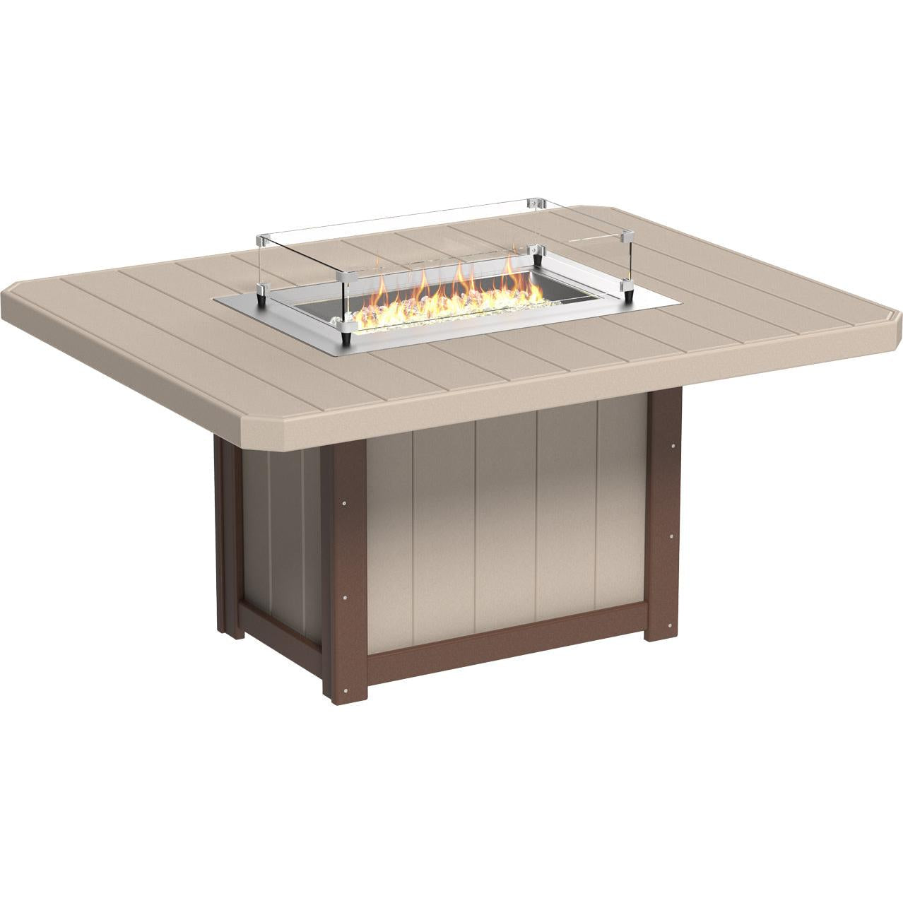LCLFT62RDGBD-LuxCraft-Lumin Fire Table 62" Rectangular-Dining-Dove Gray Black-Pangaea Patio