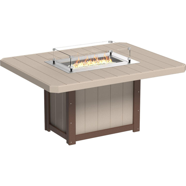 LCLFT62RDGBD-LuxCraft-Lumin Fire Table 62" Rectangular-Dining-Dove Gray Black-Pangaea Patio