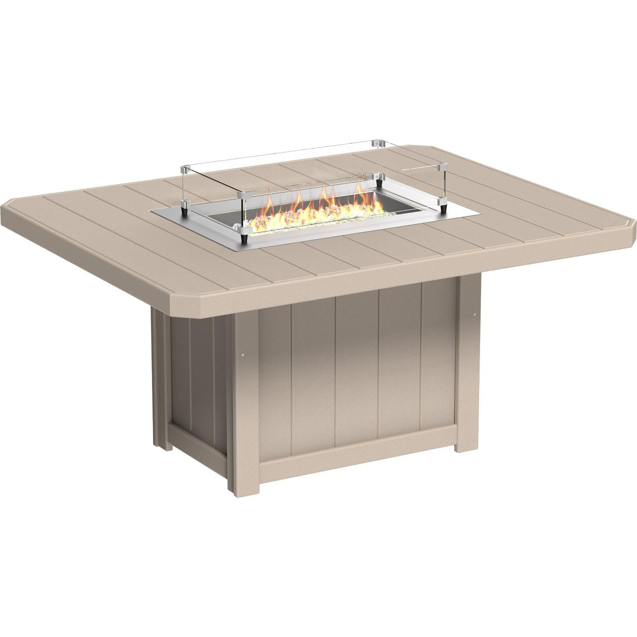 LCLFT62RCBRD-LuxCraft-Lumin Fire Table 62" Rectangular-Dining-Chestnut Brown-Pangaea Patio