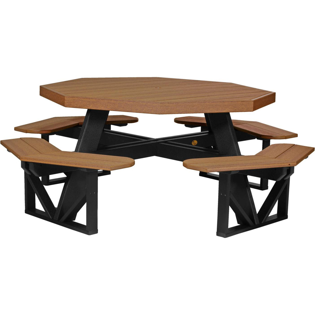 LCPOPTAMB-LuxCraft-Octagon Picnic Table-Antique Mahogany Black-Pangaea Patio