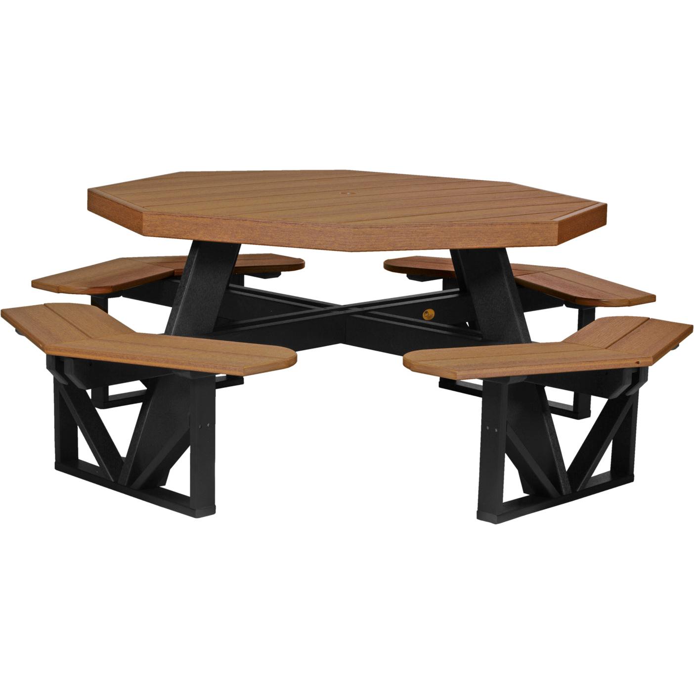 LCPOPTAMB-LuxCraft-Octagon Picnic Table-Antique Mahogany Black-Pangaea Patio