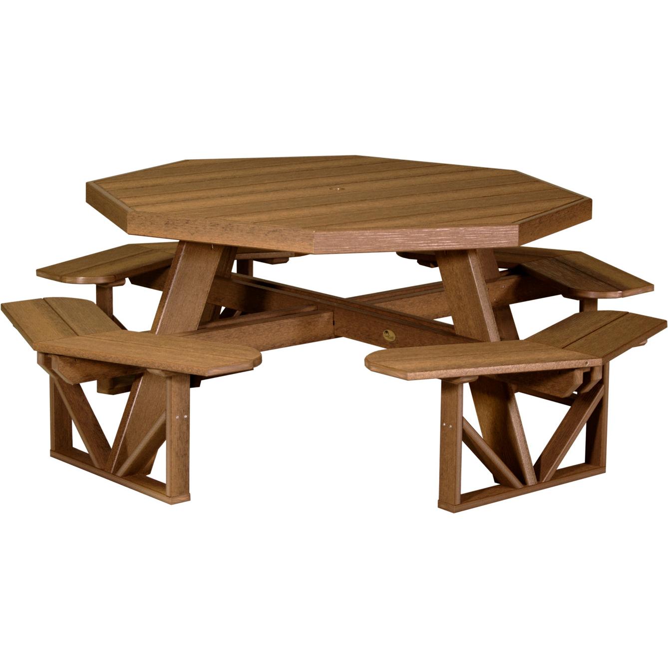 LCPOPTAM-LuxCraft-Octagon Picnic Table-Antique Mahogany-Pangaea Patio