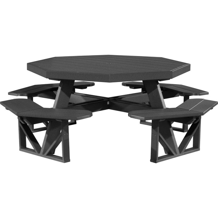 LCPOPTBK-LuxCraft-Octagon Picnic Table-Black-Pangaea Patio
