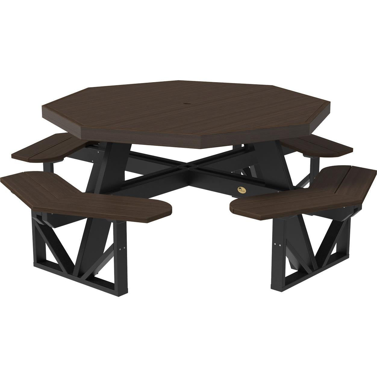 LCPOPTBZWB-LuxCraft-Octagon Picnic Table-Brazilian Walnut Black-Pangaea Patio