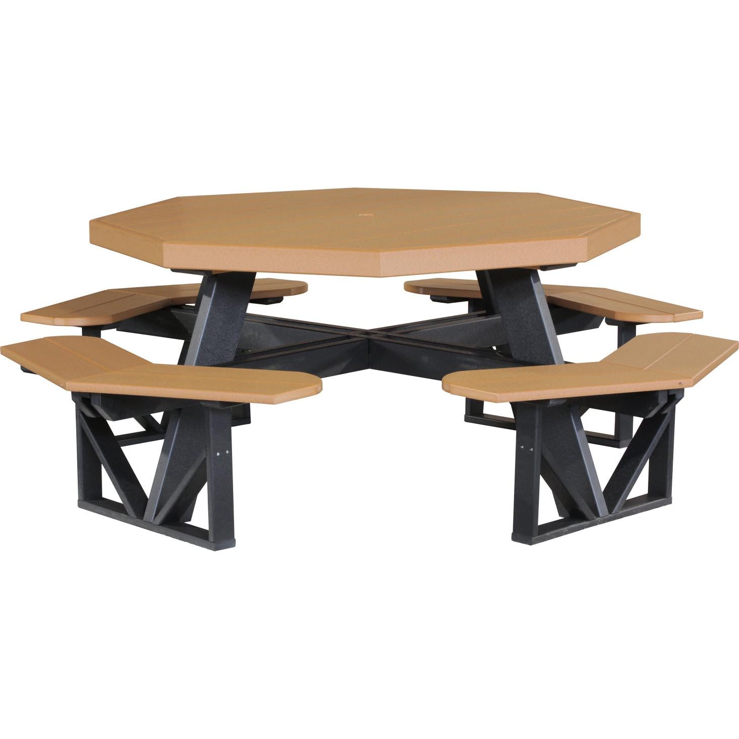 LCPOPTCB-LuxCraft-Octagon Picnic Table-Cedar Black-Pangaea Patio