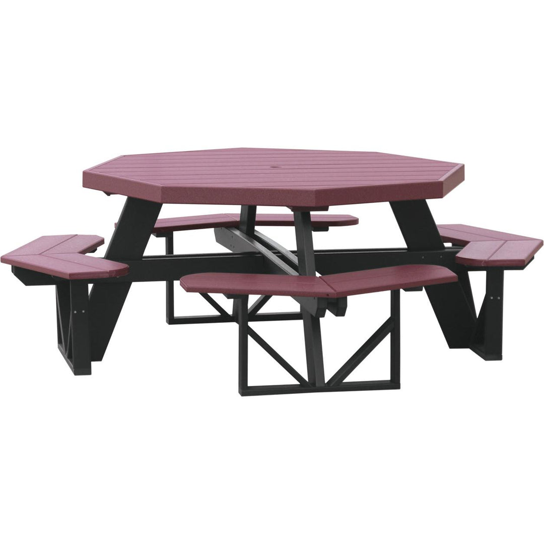 LCPOPTCHB-LuxCraft-Octagon Picnic Table-Cherrywood Black-Pangaea Patio