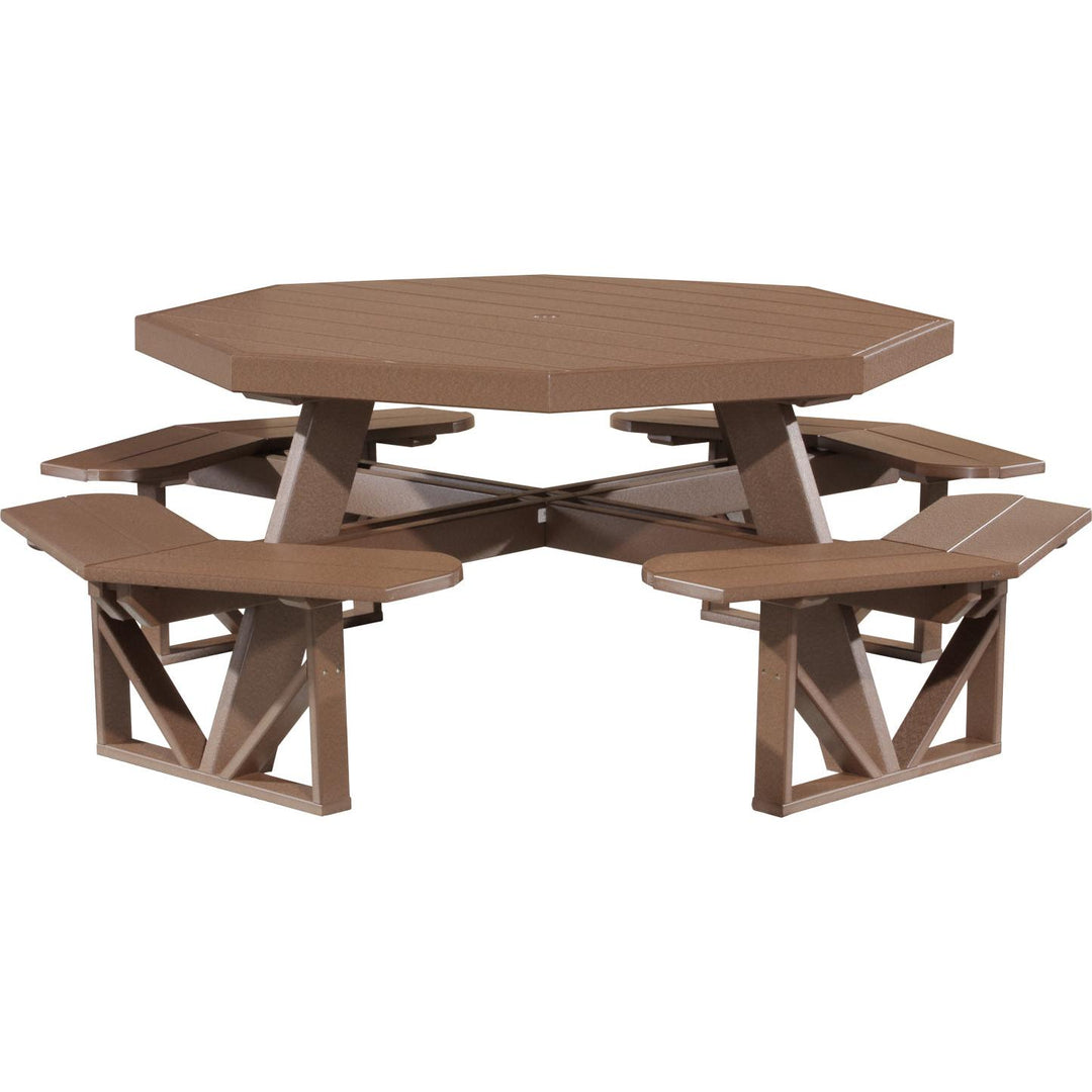 LCPOPTCBR-LuxCraft-Octagon Picnic Table-Chestnut Brown-Pangaea Patio