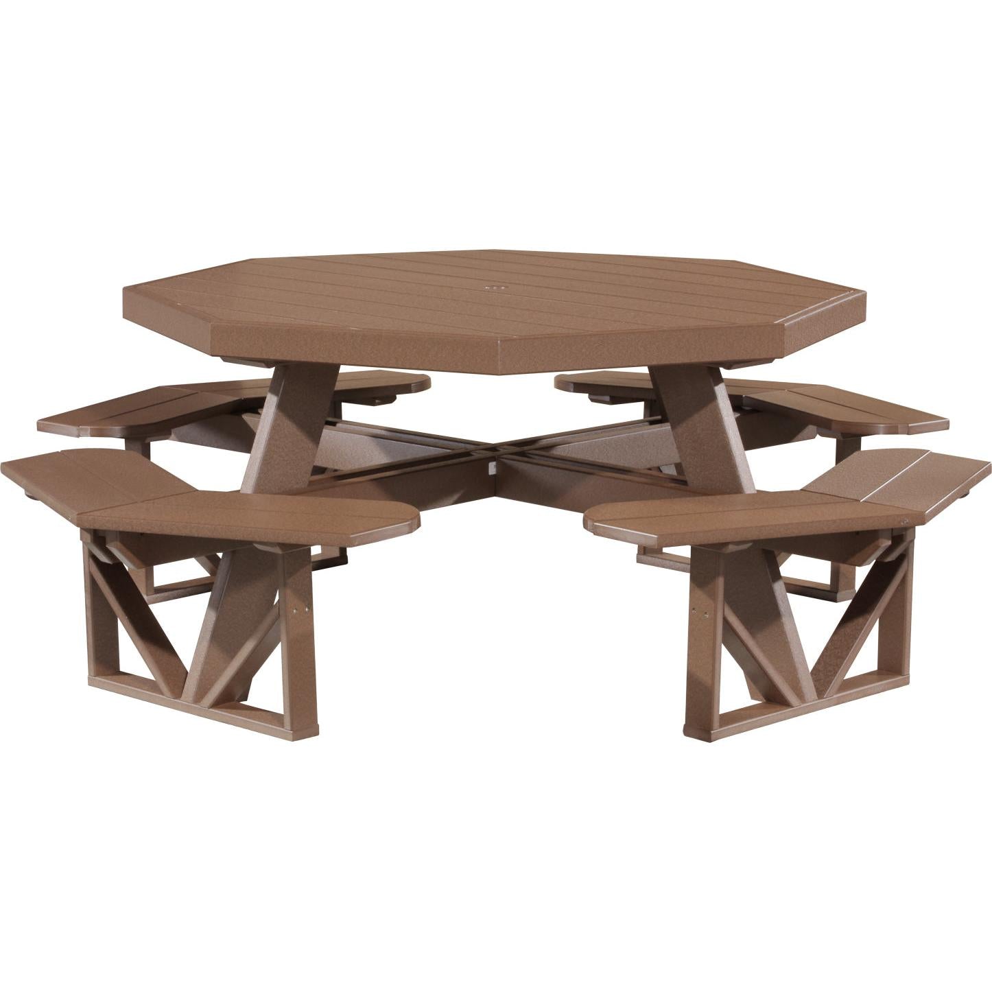 LCPOPTCBR-LuxCraft-Octagon Picnic Table-Chestnut Brown-Pangaea Patio
