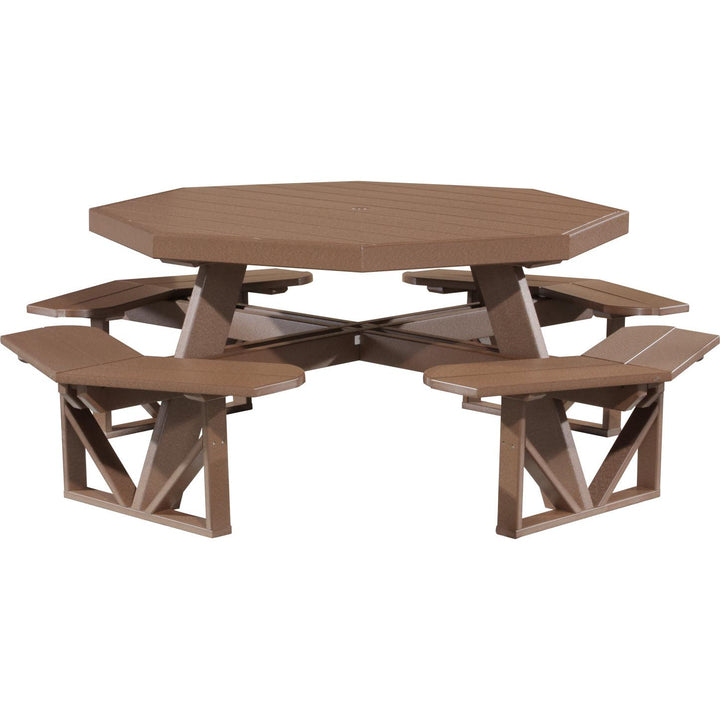 LCPOPTCBR-LuxCraft-Octagon Picnic Table-Chestnut Brown-Pangaea Patio