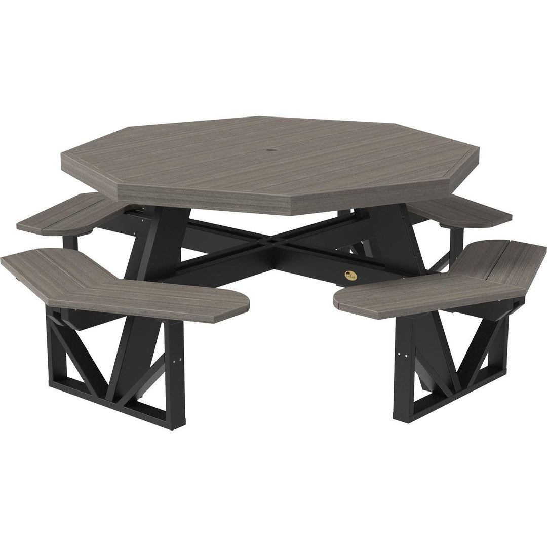 LCPOPTCGB-LuxCraft-Octagon Picnic Table-Coastal Gray Black-Pangaea Patio