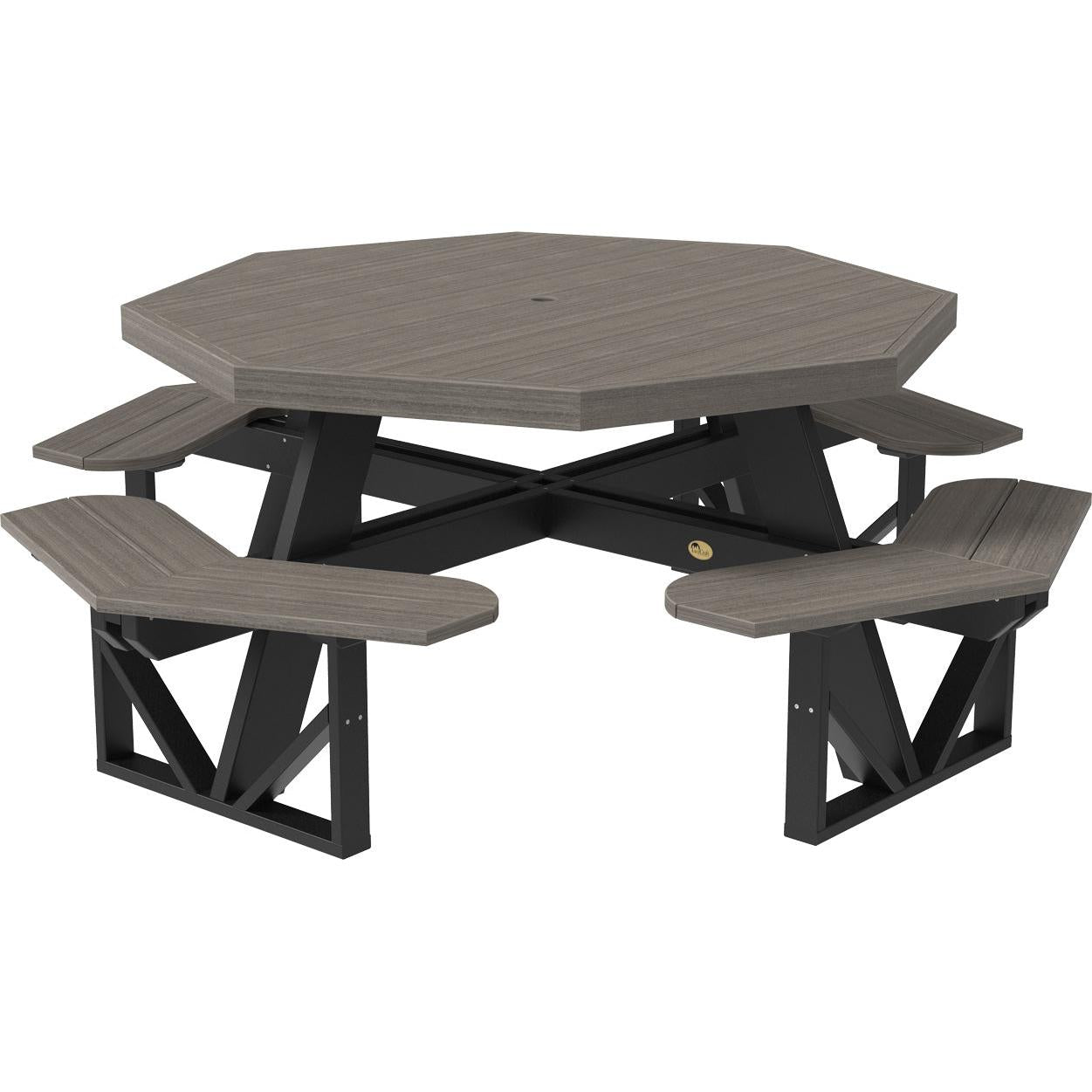 LCPOPTCGB-LuxCraft-Octagon Picnic Table-Coastal Gray Black-Pangaea Patio