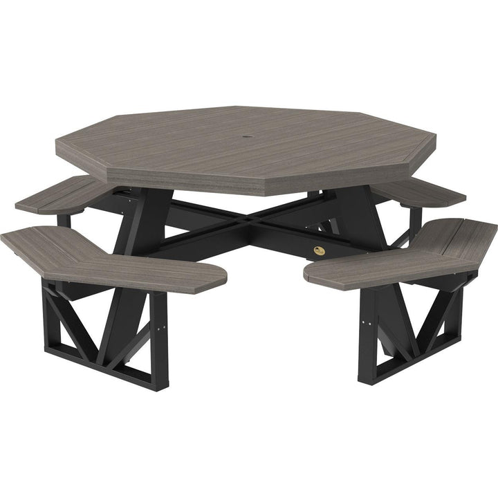 LCPOPTCGB-LuxCraft-Octagon Picnic Table-Coastal Gray Black-Pangaea Patio