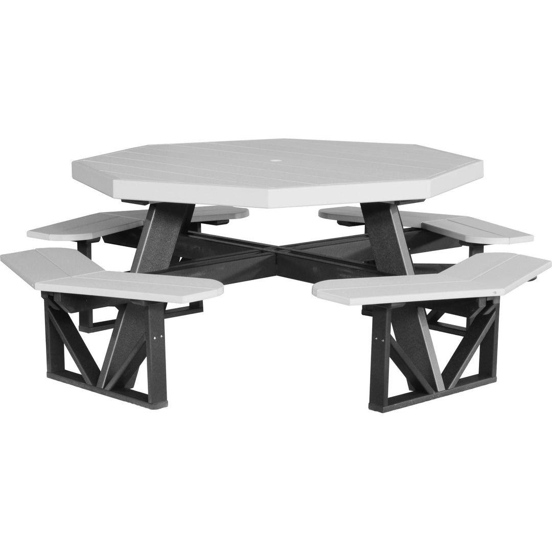LCPOPTDGB-LuxCraft-Octagon Picnic Table-Dove Gray Black-Pangaea Patio