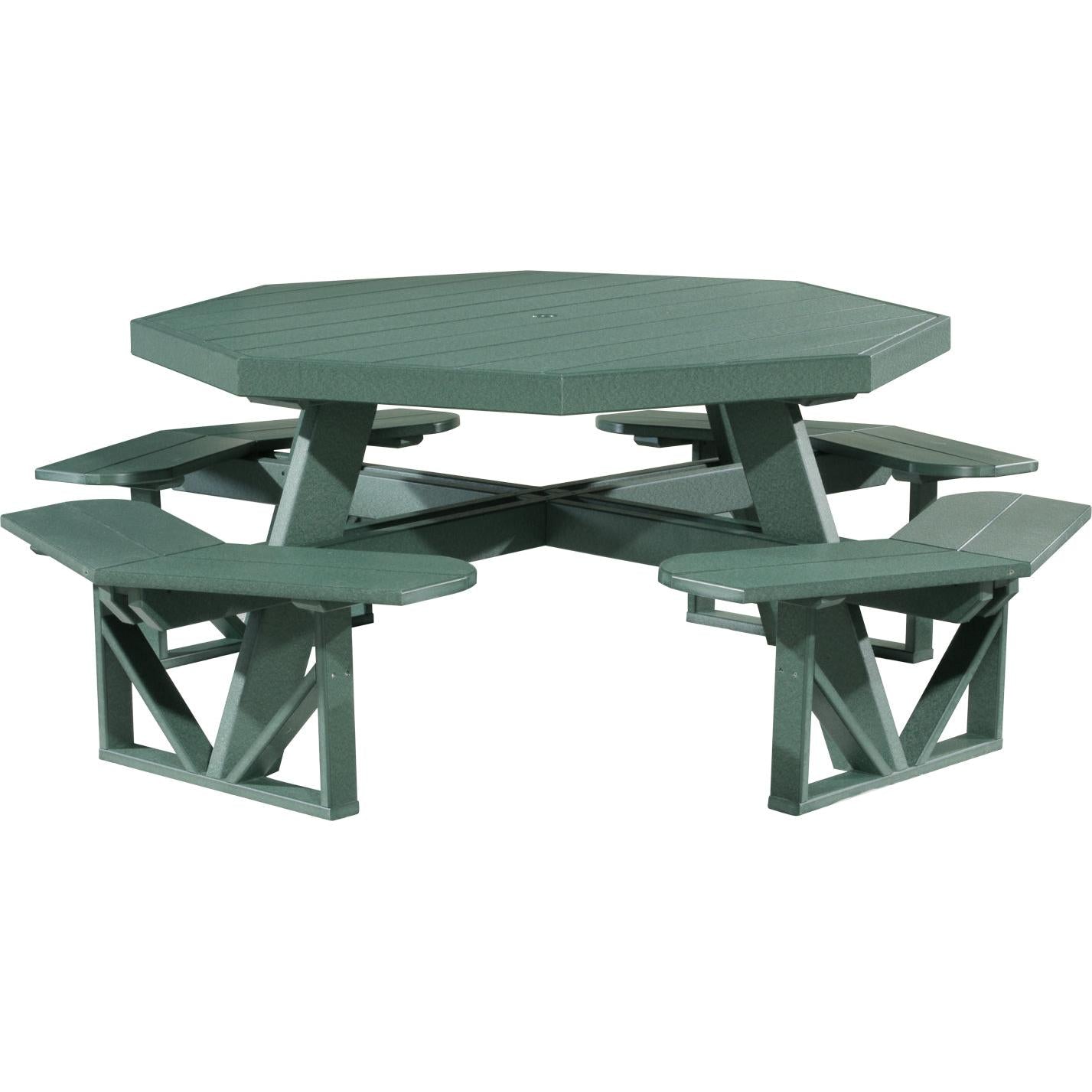 LCPOPTG-LuxCraft-Octagon Picnic Table-Green-Pangaea Patio