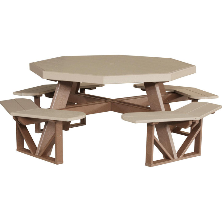 LCPOPTWWCBR-LuxCraft-Octagon Picnic Table-Weatherwood Chestnut Brown-Pangaea Patio