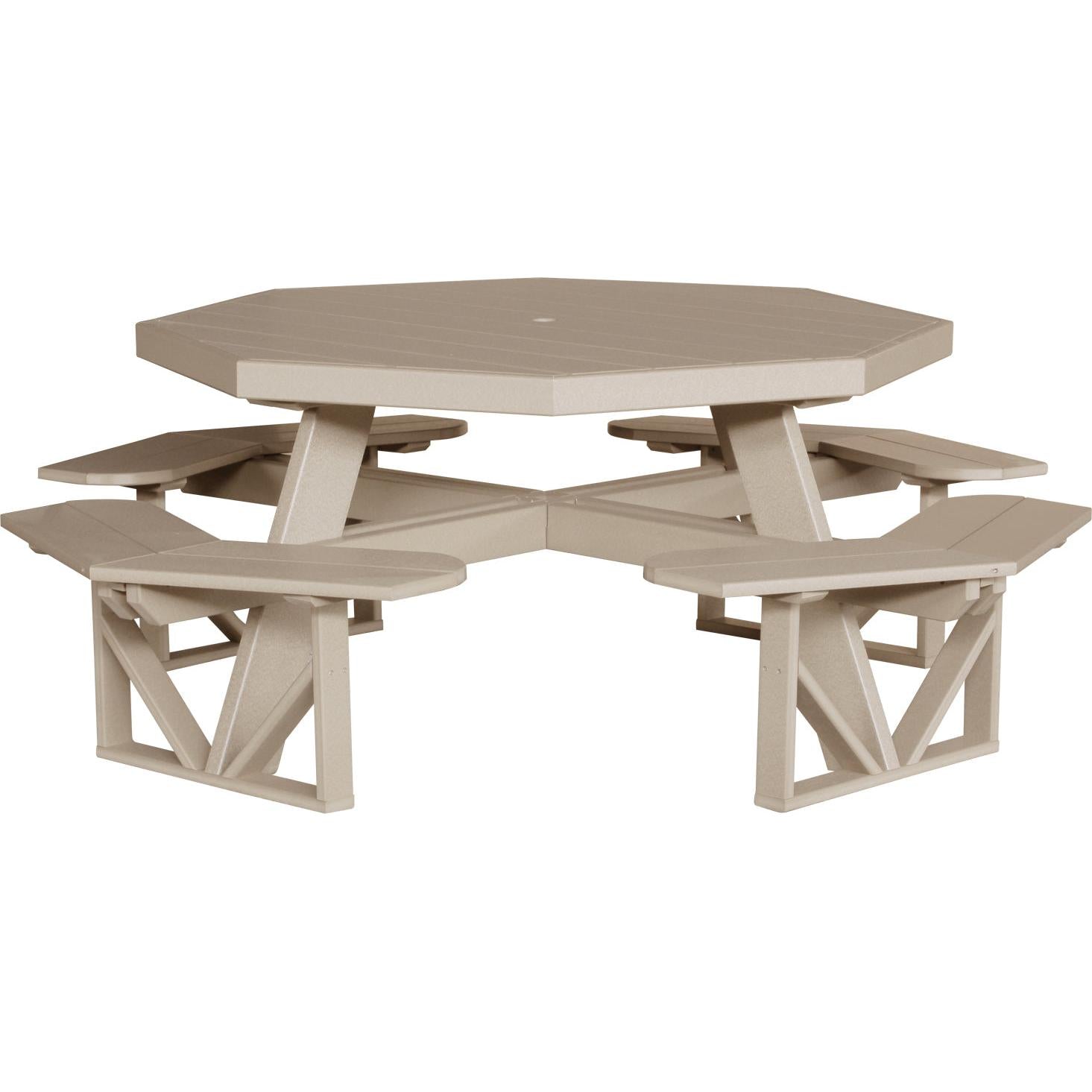 LCPOPTWW-LuxCraft-Octagon Picnic Table-Weatherwood-Pangaea Patio