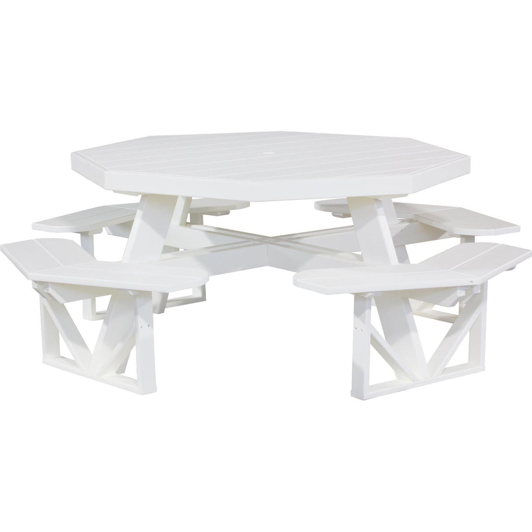 LCPOPTW-LuxCraft-Octagon Picnic Table-White-Pangaea Patio