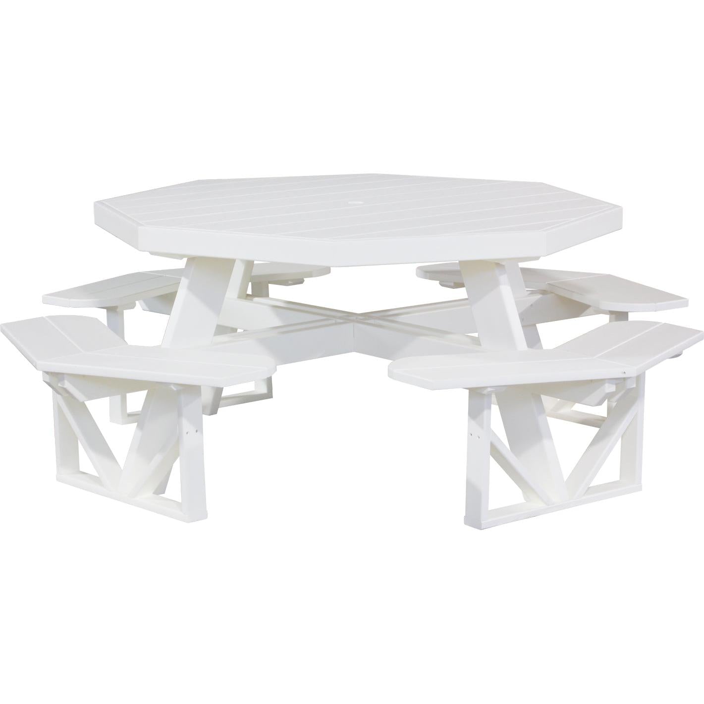 LCPOPTW-LuxCraft-Octagon Picnic Table-White-Pangaea Patio