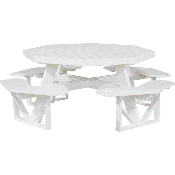 LCPOPTW-LuxCraft-Octagon Picnic Table-White-Pangaea Patio