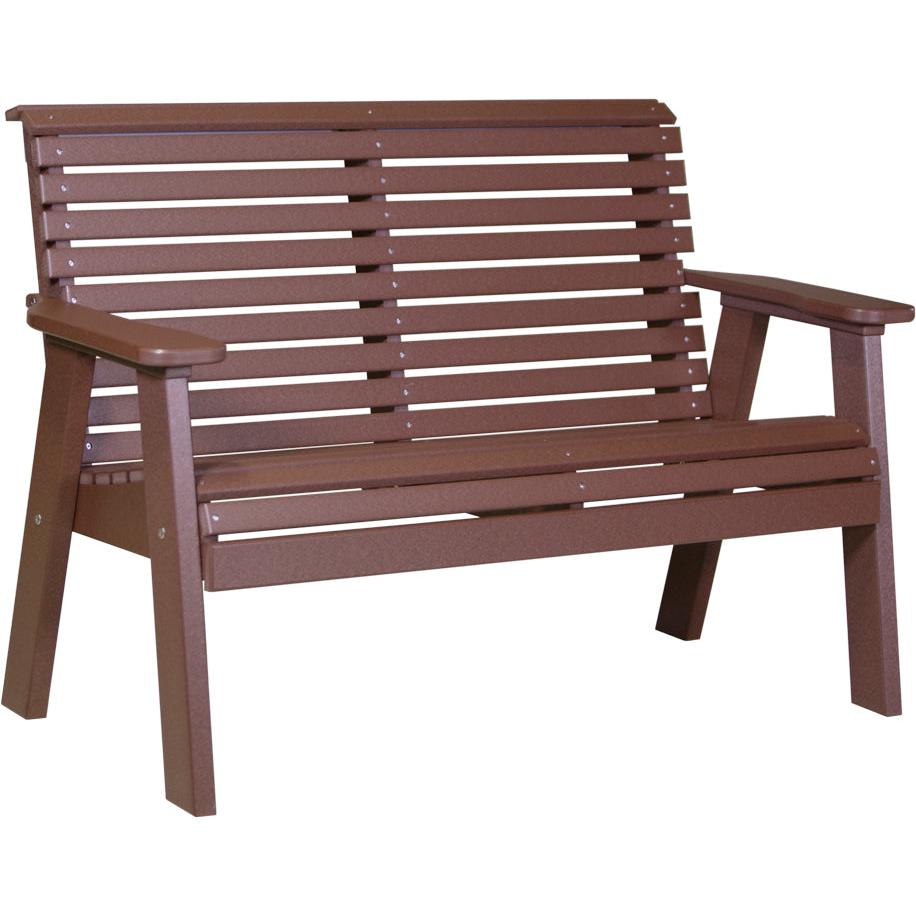 LC4PPBCBR-LuxCraft-Plain Bench - 4'-Chestnut Brown-Pangaea Patio