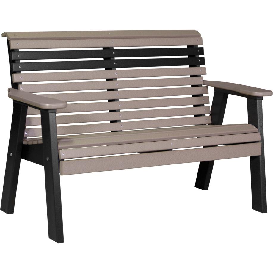 LC4PPBWWB-LuxCraft-Plain Bench - 4'-Weatherwood Black-Pangaea Patio